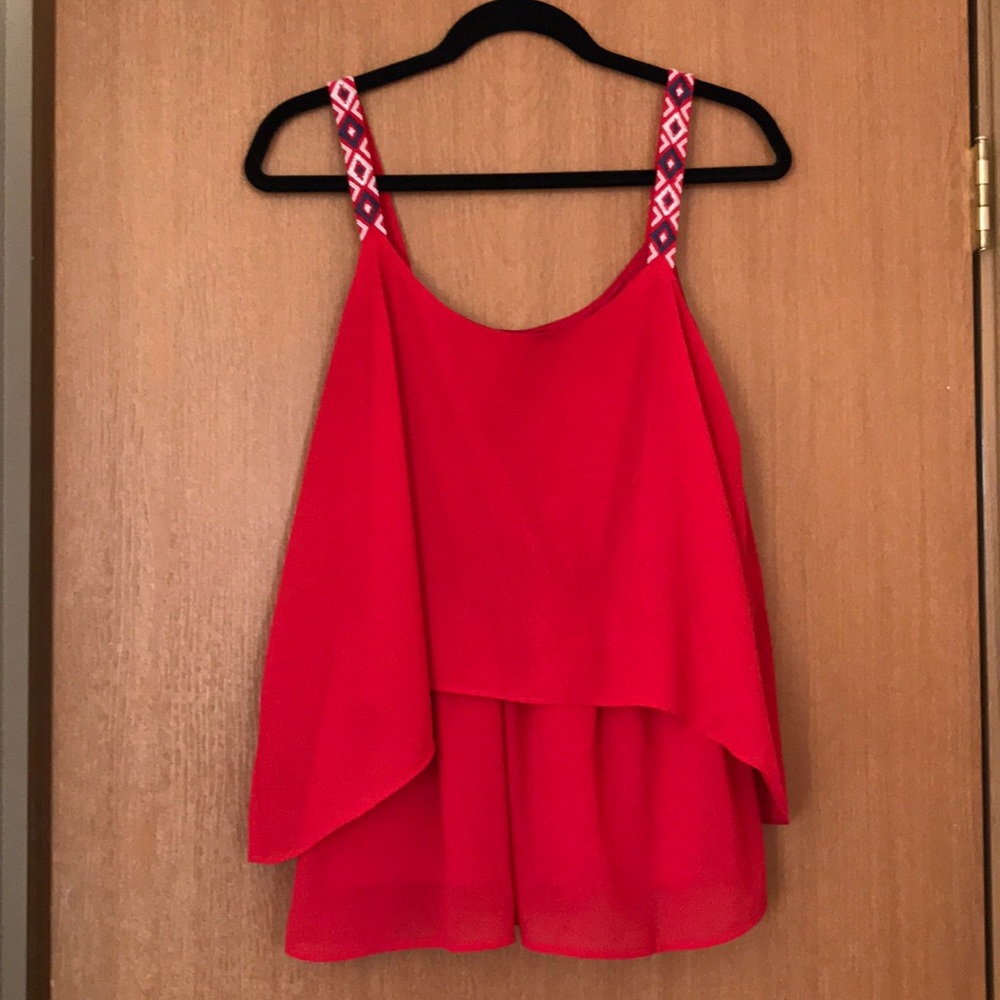 Red two layer chiffon tank top
